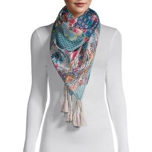 Johnny Was  Crochet Fringed silk Scarf